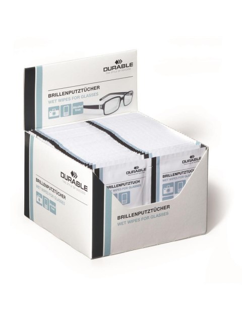 Chusteczki do czyszczenia okularów DURABLE (585302) 100szt (50x2szt) Chusteczki do czyszczenia okularów DURABLE (585302) 100szt (50x2szt)