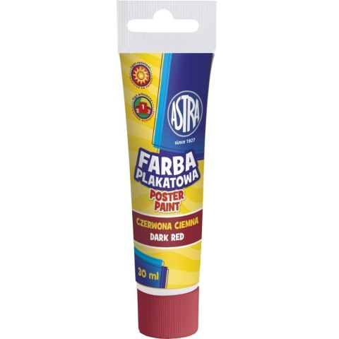 Farba plakatowa Astra tuba 30 ml - czerwona ciemna, 83110911