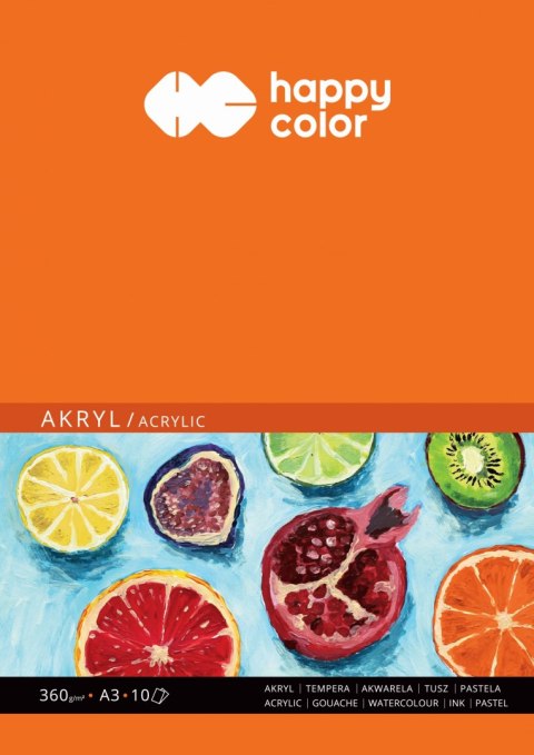 Blok do akrylu, Art., A3, 10 ark, 360g, Happy Color HA 7836 3040-A10 Blok do akrylu, Art., A3, 10 ark, 360g, Happy Color HA 7836 3040-A10