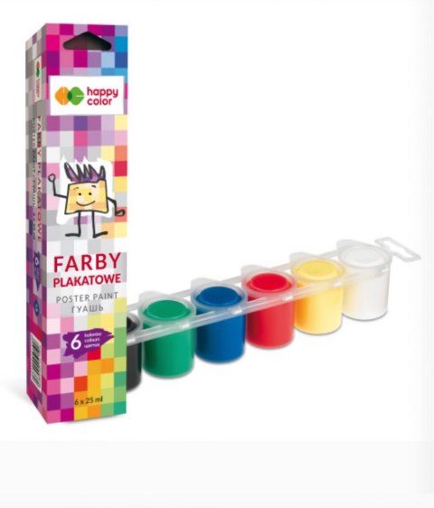 Farba plakatowa tempera, 6 kol x 25ml, Happy color HA 3310 0025-K6 Farba plakatowa tempera, 6 kol x 25ml, Happy color HA 3310 0025-K6
