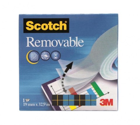 Taśma biurowa, do repozycjonowania SCOTCH Removable (811), matowa, 19mm, 32, 9m Taśma biurowa, do repozycjonowania SCOTCH Removable (811), matowa, 19mm, 32, 9m