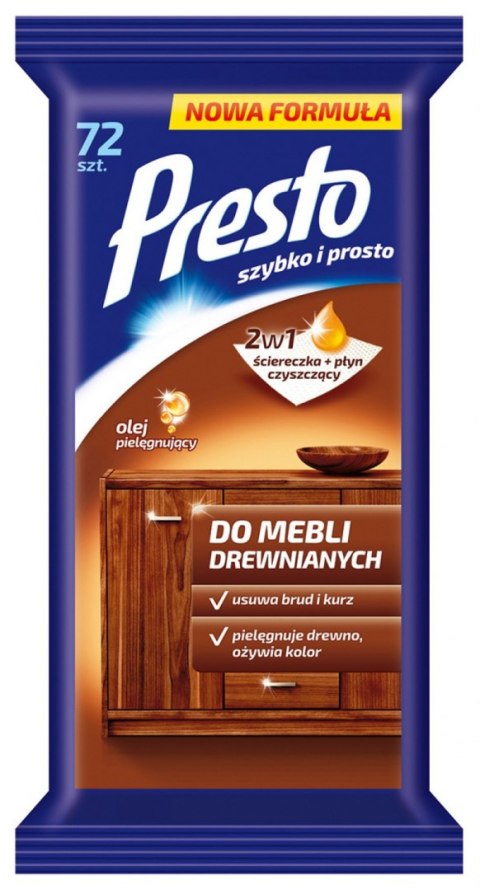 PRESTO Ściereczki nawil.do mebli drewnianych 72 szt. *11484 PRESTO Ściereczki nawil.do mebli drewnianych 72 szt. *11484