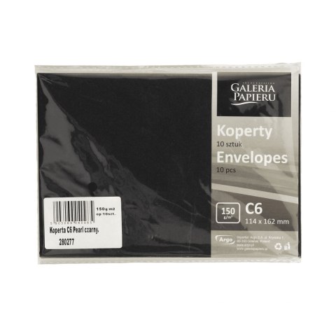 Koperta C6 PEARL czarna 150g/m2 (10) 280277 GALERIA PAPIERU Koperta C6 PEARL czarna 150g/m2 (10) 280277 GALERIA PAPIERU