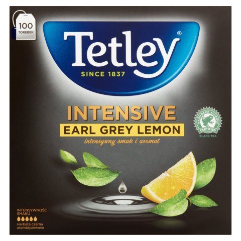 Herbata TETLEY INTENSIVE EARL GREY LEMON czarna 100 saszetek z zawieszką Herbata TETLEY INTENSIVE EARL GREY LEMON czarna 100 saszetek z zawieszką