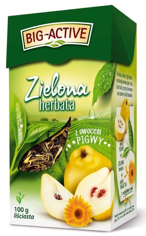 Herbata BIG-ACTIVE zielona liściasta z owocem pigwy 100g Herbata BIG-ACTIVE zielona liściasta z owocem pigwy 100g