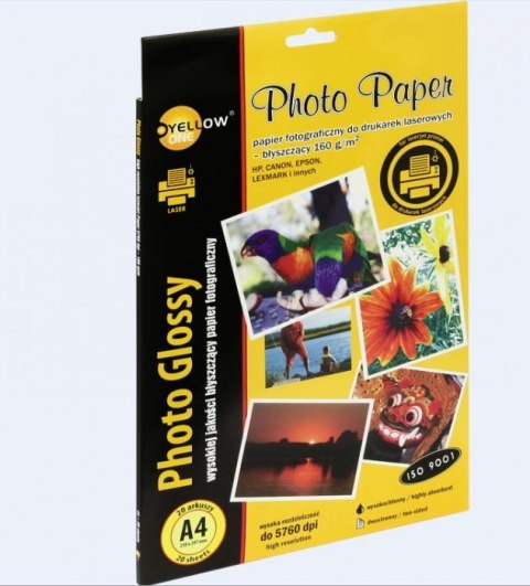 Papier fotograficzny laser błyszczący, 160 g/m, A4 20 arkuszy YELLOW ONE 150-1377