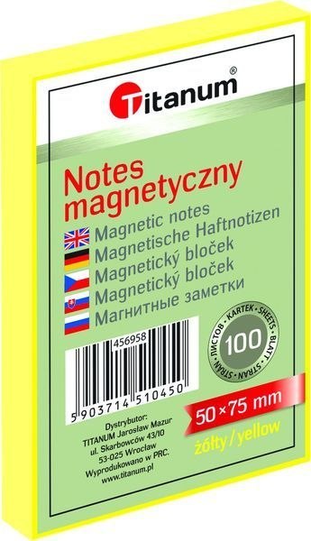 Notes elektrostatyczny 50x75mm 100k mix kolorów 456958 TITANUM bloczek Notes elektrostatyczny 50x75mm 100k mix kolorów 456958 TITANUM bloczek