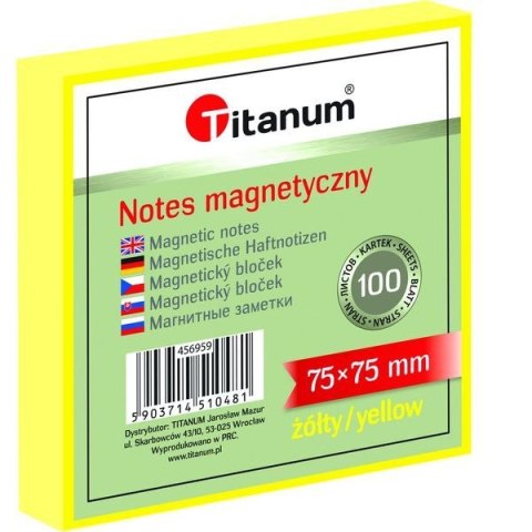 Notes elektrostatyczny 75x75mm 100k żółty 456959 TITANUM bloczek Notes elektrostatyczny 75x75mm 100k żółty 456959 TITANUM bloczek