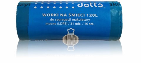 Worki na śmieci 120l 10szt., DOTTS, do segregacji makulatury, NADRUK, mocne (LDPE), 31mic., niebieskie Worki na śmieci 120l 10szt., DOTTS, do segregacji makulatury, NADRUK, mocne (LDPE), 31mic., niebieskie