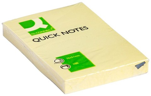 Bloczek samoprzylepny Q-CONNECT, 51x76mm, 1x100 kart., jasnożółty Bloczek samoprzylepny Q-CONNECT, 51x76mm, 1x100 kart., jasnożółty