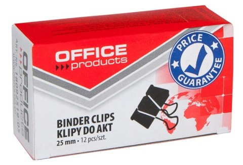 Klipy do dokumentów OFFICE PRODUCTS, 25mm, 12szt., czarne Klipy do dokumentów OFFICE PRODUCTS, 25mm, 12szt., czarne