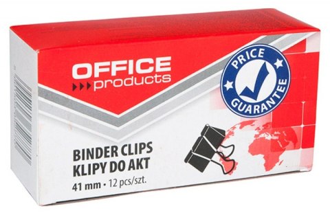 Klipy do dokumentów OFFICE PRODUCTS, 41mm, 12szt., czarne Klipy do dokumentów OFFICE PRODUCTS, 41mm, 12szt., czarne