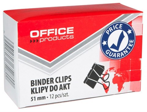 Klipy do dokumentów OFFICE PRODUCTS, 51mm, 12szt., czarne Klipy do dokumentów OFFICE PRODUCTS, 51mm, 12szt., czarne