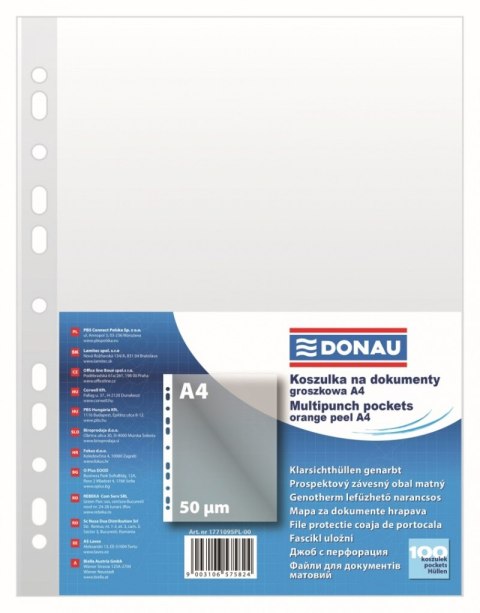 Koszulki na dokumenty DONAU, PP, A4, groszkowe, 50mikr., 100szt. Koszulki na dokumenty DONAU, PP, A4, groszkowe, 50mikr., 100szt.