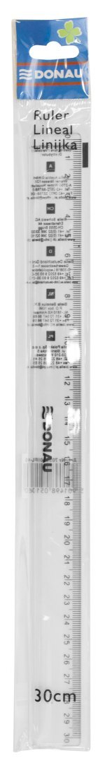 Linijka DONAU, 30cm, zawieszka, transparentna Linijka DONAU, 30cm, zawieszka, transparentna