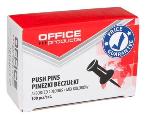 Pinezki beczułki OFFICE PRODUCTS, 100szt., mix kolorów Pinezki beczułki OFFICE PRODUCTS, 100szt., mix kolorów
