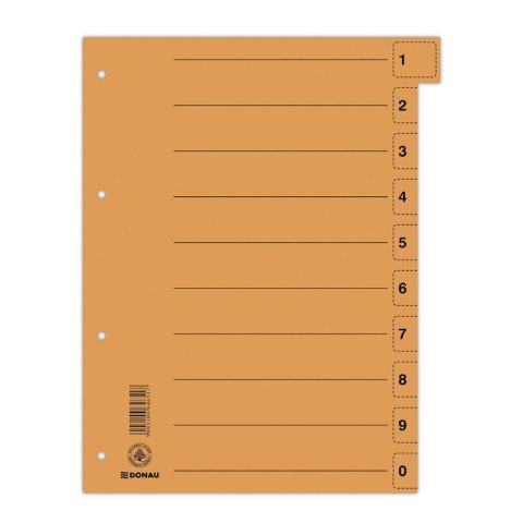 Przekładka DONAU, karton, A4, 235x300mm, 0-9, 1 karta z perforacją, pomarańczowa Przekładka DONAU, karton, A4, 235x300mm, 0-9, 1 karta z perforacją, pomarańczowa