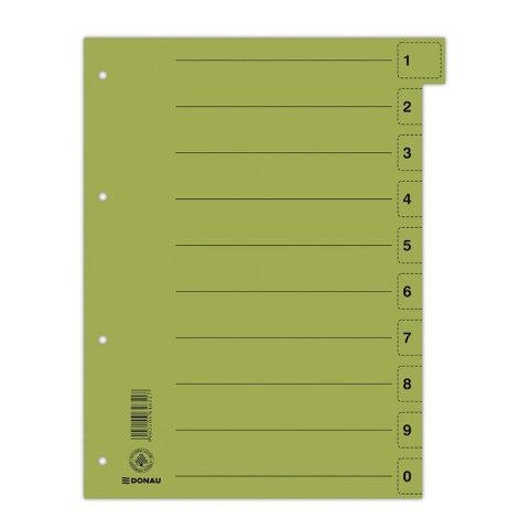 Przekładka DONAU, karton, A4, 235x300mm, 0-9, 1 karta z perforacją, zielona Przekładka DONAU, karton, A4, 235x300mm, 0-9, 1 karta z perforacją, zielona