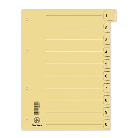 Przekładka DONAU, karton, A4, 235x300mm, 0-9, 1 karta z perforacją, żółta Przekładka DONAU, karton, A4, 235x300mm, 0-9, 1 karta z perforacją, żółta