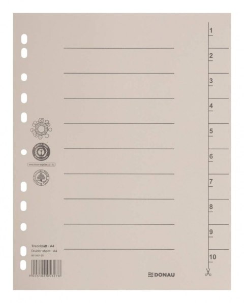 Przekładka DONAU, karton, A4, 235x300mm, 1-10, 1 karta, jasnobrązowa Przekładka DONAU, karton, A4, 235x300mm, 1-10, 1 karta, jasnobrązowa