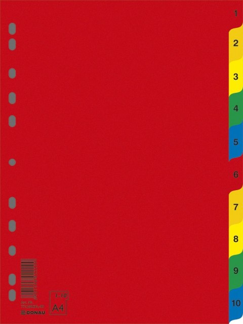 Przekładki DONAU, PP, A4, 230x297mm, 1-10, 10 kart, mix kolorów Przekładki DONAU, PP, A4, 230x297mm, 1-10, 10 kart, mix kolorów