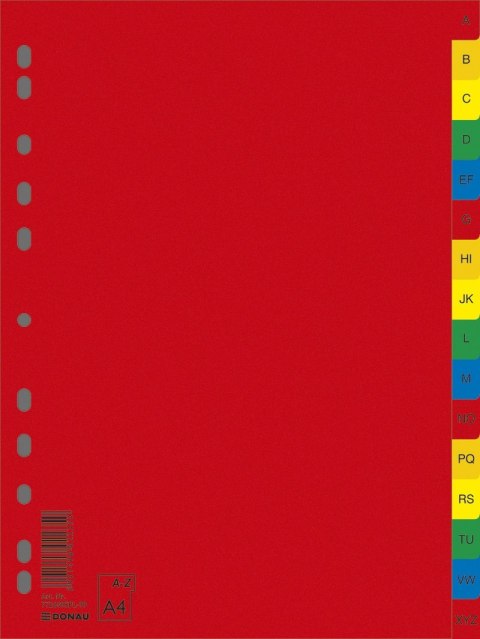 Przekładki DONAU, PP, A4, 230x297mm, A-Z, 16 kart, mix kolorów Przekładki DONAU, PP, A4, 230x297mm, A-Z, 16 kart, mix kolorów