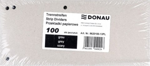 Przekładki DONAU, karton, 1/3 A4, 235x105mm, 100szt., szare Przekładki DONAU, karton, 1/3 A4, 235x105mm, 100szt., szare