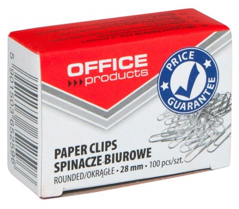 Spinacze okrągłe OFFICE PRODUCTS, 28mm, 100szt., srebrne Spinacze okrągłe OFFICE PRODUCTS, 28mm, 100szt., srebrne