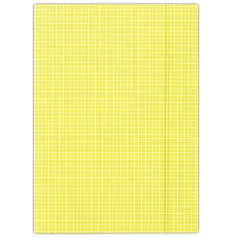 Teczka z gumką DONAU, karton, A4, 400gsm, 3-skrz., żółta w kratę