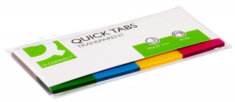 Zakładki indeksujące Q-CONNECT, PP, 25x45mm, 4x40 kart., mix kolorów Zakładki indeksujące Q-CONNECT, PP, 25x45mm, 4x40 kart., mix kolorów