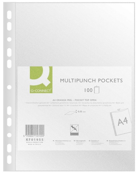 Koszulki na dokumenty Q-CONNECT, PP, A4, groszkowe, 50mikr., 100szt. Koszulki na dokumenty Q-CONNECT, PP, A4, groszkowe, 50mikr., 100szt.