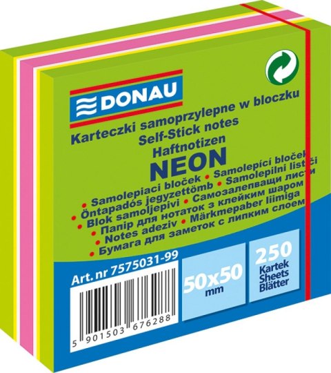 Mini kostka samoprzylepna DONAU, 50x50mm, 1x250 kart., neon-pastel, mix zielony Mini kostka samoprzylepna DONAU, 50x50mm, 1x250 kart., neon-pastel, mix zielony