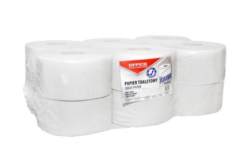 Papier toaletowy makulaturowy OFFICE PRODUCTS Jumbo, 1-warstwowy, 120m, 12szt., biały Papier toaletowy makulaturowy OFFICE PRODUCTS Jumbo, 1-warstwowy, 120m, 12szt., biały