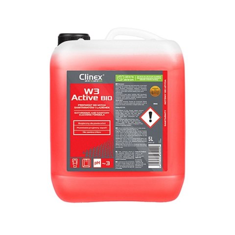 Preparat CLINEX W3 Active BIO, do mycia sanitariatów i łazienek, 5l Preparat CLINEX W3 Active BIO, do mycia sanitariatów i łazienek, 5l