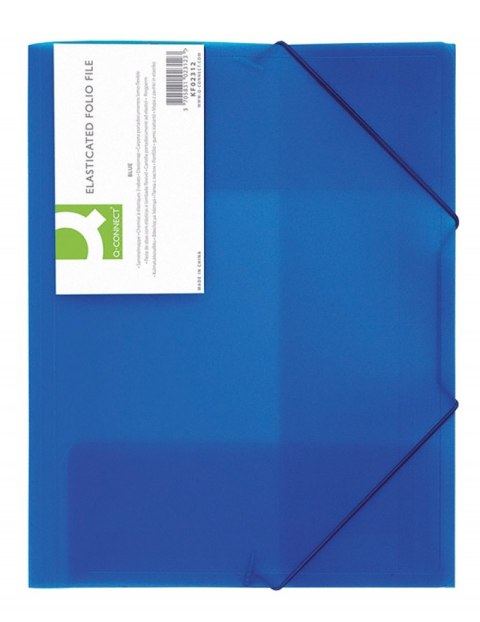 Teczka z gumką Q-CONNECT, PP, A4, 400mikr., 3-skrz., transparentna niebieska Teczka z gumką Q-CONNECT, PP, A4, 400mikr., 3-skrz., transparentna niebieska