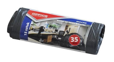 Worki na śmieci biurowe OFFICE PRODUCTS, mocne (LDPE), 35l, 15szt., czarne Worki na śmieci biurowe OFFICE PRODUCTS, mocne (LDPE), 35l, 15szt., czarne
