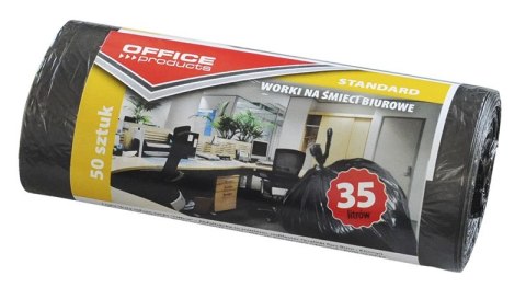 Worki na śmieci biurowe OFFICE PRODUCTS, standard (HDPE), 35l, 50szt., czarne Worki na śmieci biurowe OFFICE PRODUCTS, standard (HDPE), 35l, 50szt., czarne