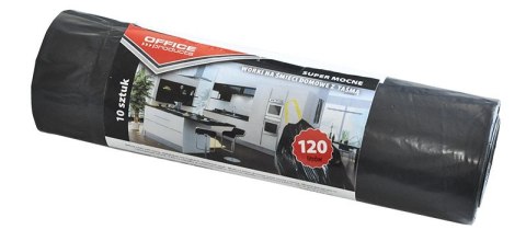 Worki na śmieci domowe z taśmą OFFICE PRODUCTS, super mocne (LDPE), 120l, 10szt., czarne Worki na śmieci domowe z taśmą OFFICE PRODUCTS, super mocne (LDPE), 120l, 10szt., czarne