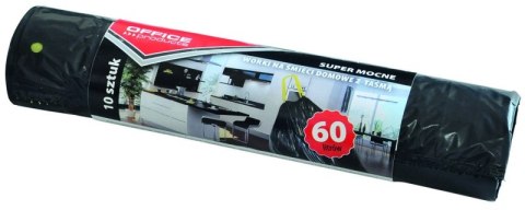Worki na śmieci domowe z taśmą OFFICE PRODUCTS, super mocne (LDPE), 60l, 10szt., czarne Worki na śmieci domowe z taśmą OFFICE PRODUCTS, super mocne (LDPE), 60l, 10szt., czarne