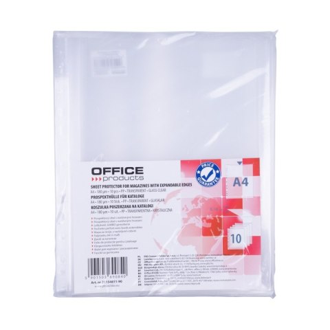 Koszulki na katalogi OFFICE PRODUCTS, poszerzana, PP, A4, krystal, 180mikr. Koszulki na katalogi OFFICE PRODUCTS, poszerzana, PP, A4, krystal, 180mikr.