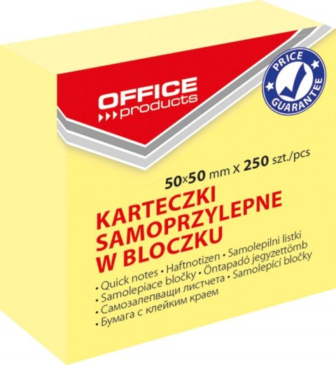 Mini kostka samoprzylepna OFFICE PRODUCTS, 50x50mm, 1x250 kart., pastel, jasnożółta Mini kostka samoprzylepna OFFICE PRODUCTS, 50x50mm, 1x250 kart., pastel, jasnożółta