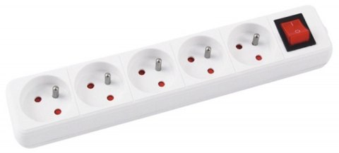 Przedłużacz OFFICE PRODUCTS, 5 gniazd, 1,5m, z uziemieniem i wyłącznikiem, biały Przedłużacz OFFICE PRODUCTS, 5 gniazd, 1,5m, z uziemieniem i wyłącznikiem, biały