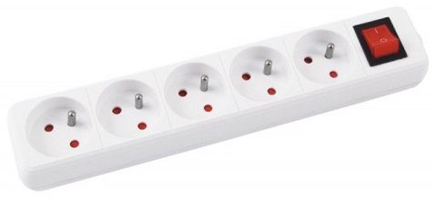Przedłużacz OFFICE PRODUCTS, 5 gniazd, 3m, z uziemieniem i wyłącznikiem, biały Przedłużacz OFFICE PRODUCTS, 5 gniazd, 3m, z uziemieniem i wyłącznikiem, biały