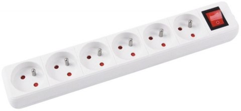 Przedłużacz OFFICE PRODUCTS, 6 gniazd, 3m, z uziemieniem i wyłącznikiem, biały Przedłużacz OFFICE PRODUCTS, 6 gniazd, 3m, z uziemieniem i wyłącznikiem, biały