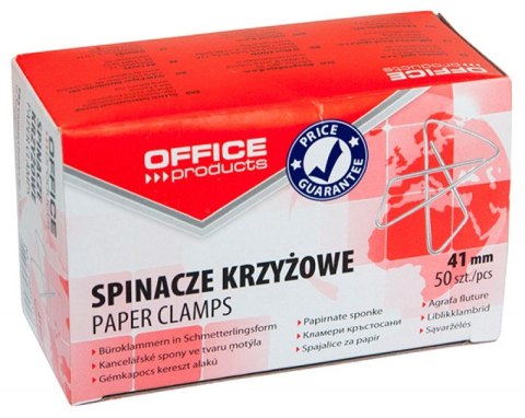 Spinacze krzyżowe OFFICE PRODUCTS, 41mm, 50szt., srebrne Spinacze krzyżowe OFFICE PRODUCTS, 41mm, 50szt., srebrne