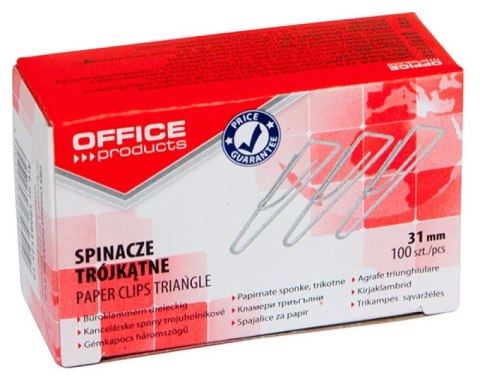 Spinacze trójkątne OFFICE PRODUCTS, 31mm, 100szt., srebrne Spinacze trójkątne OFFICE PRODUCTS, 31mm, 100szt., srebrne