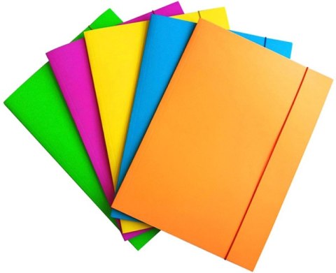 Teczka z gumką OFFICE PRODUCTS Fluo, karton/lakier, A4, 300gsm, 3-skrz., mix kolorów Teczka z gumką OFFICE PRODUCTS Fluo, karton/lakier, A4, 300gsm, 3-skrz., mix kolorów