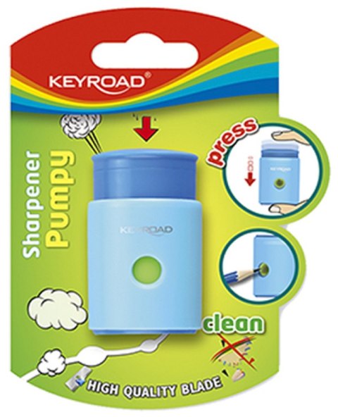 Temperówka KEYROAD Pumpy-Up, plastikowa, pojedyncza, blister, mix kolorów Temperówka KEYROAD Pumpy-Up, plastikowa, pojedyncza, blister, mix kolorów