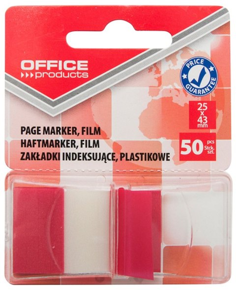 Zakładki indeksujące OFFICE PRODUCTS, PP, 25x43mm, 1x50 kart., blister, czerwone Zakładki indeksujące OFFICE PRODUCTS, PP, 25x43mm, 1x50 kart., blister, czerwone