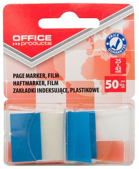 Zakładki indeksujące OFFICE PRODUCTS, PP, 25x43mm, 1x50 kart., blister, niebieskie Zakładki indeksujące OFFICE PRODUCTS, PP, 25x43mm, 1x50 kart., blister, niebieskie